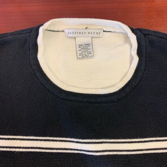 Geoffrey Beene 2-Ply Black & Cream Sweater sz XXL - Picture 2 of 3